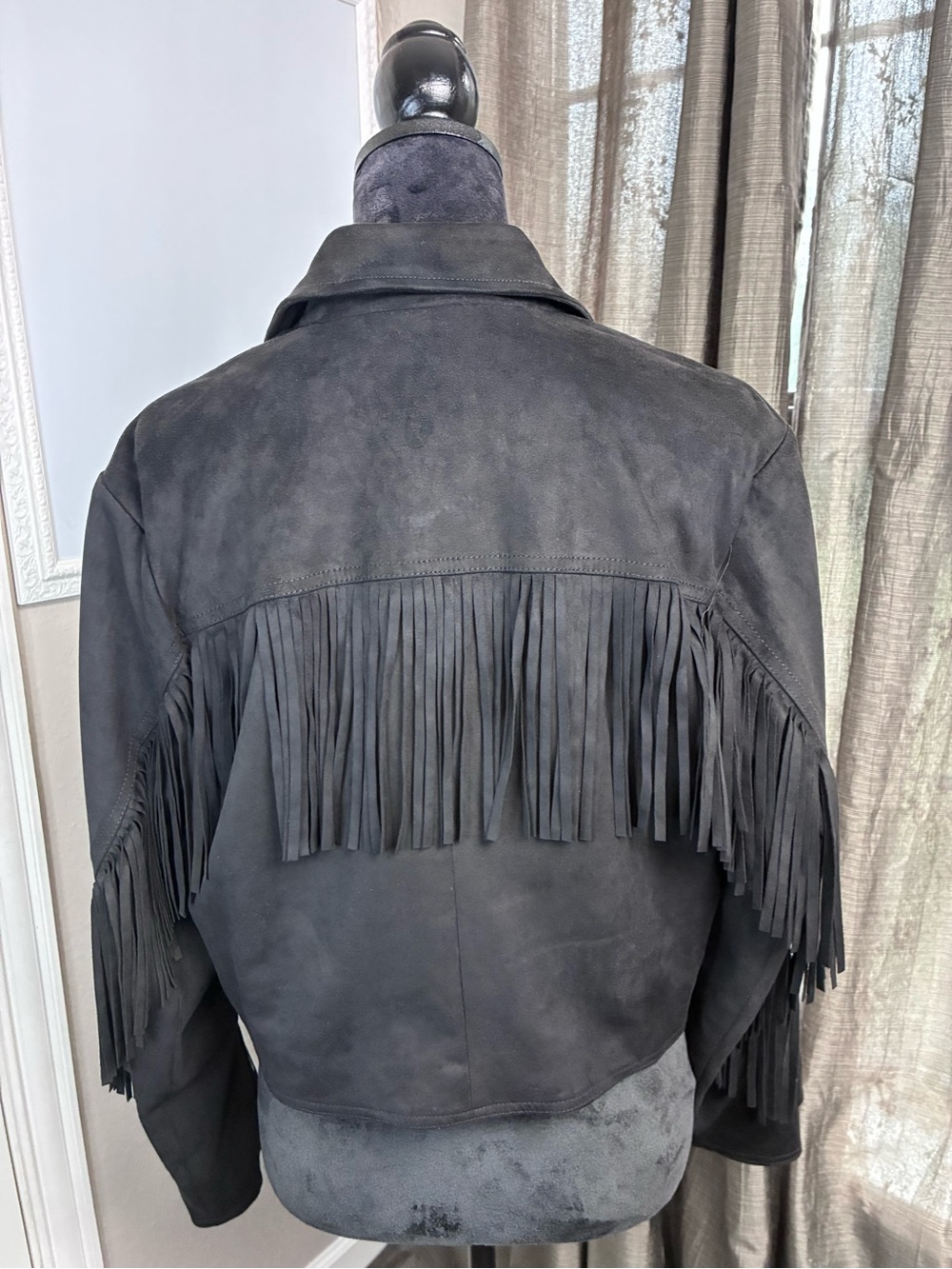 Torrid Black Suede Fringe Moto Jacket - Women Size 2 (XXL) - Picture 5 of 15
